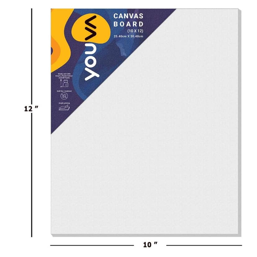 Navneet Youva Canvas Painting Kit for DIY Crafts and Decorative Painting Projects with 3 Canvas Boards of 10 X 12 Inch, 4 Mix Brushes and Poster Colours Pack of 8, White (35274) view 2