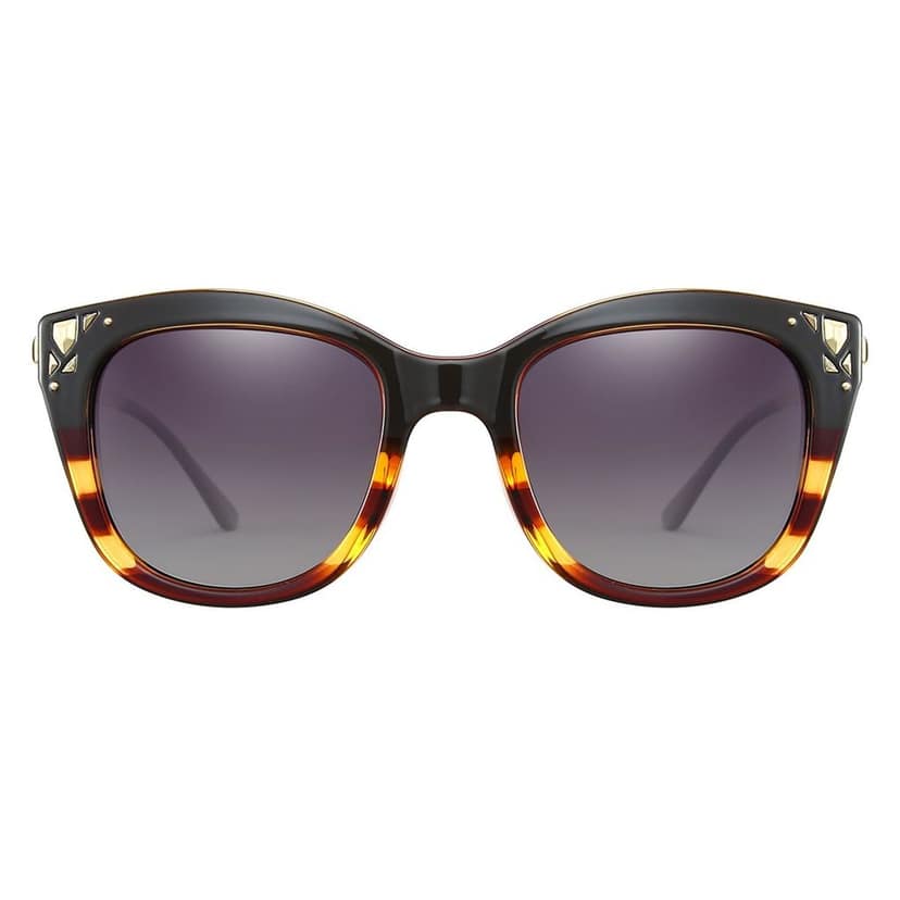 PARIM Polarized Women's Cat-eye Sunglasses Brown Frame / Violet Lenses | SKU 11010 T1 view 2