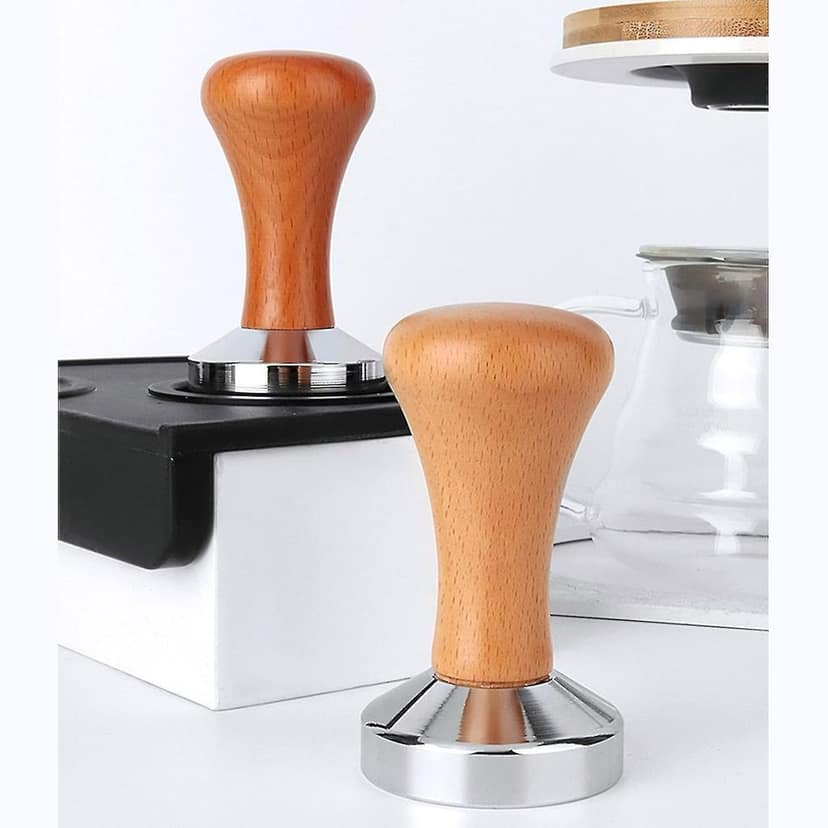 The Bean Co Roasters Coffee Tamper | Wooden Handle | 58 mm | Coffee Powder Pressing Tamping Tool view 2