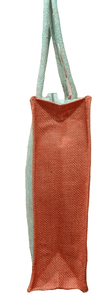 Orange Jute Tote Bag with Zipper and Front Pocket view 2