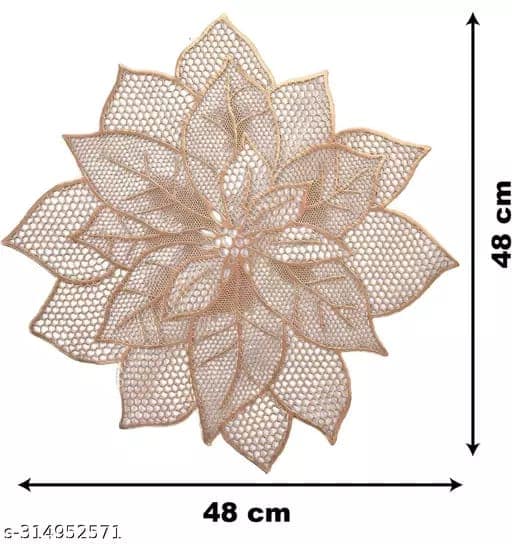 Round Shape Table mat/Table mat Round/ Round PVC Table mats/Cutwork Design Dining Table mats/ Dressing Table MATS/Bed Side Table mats (Set Of 2) Flower view 2
