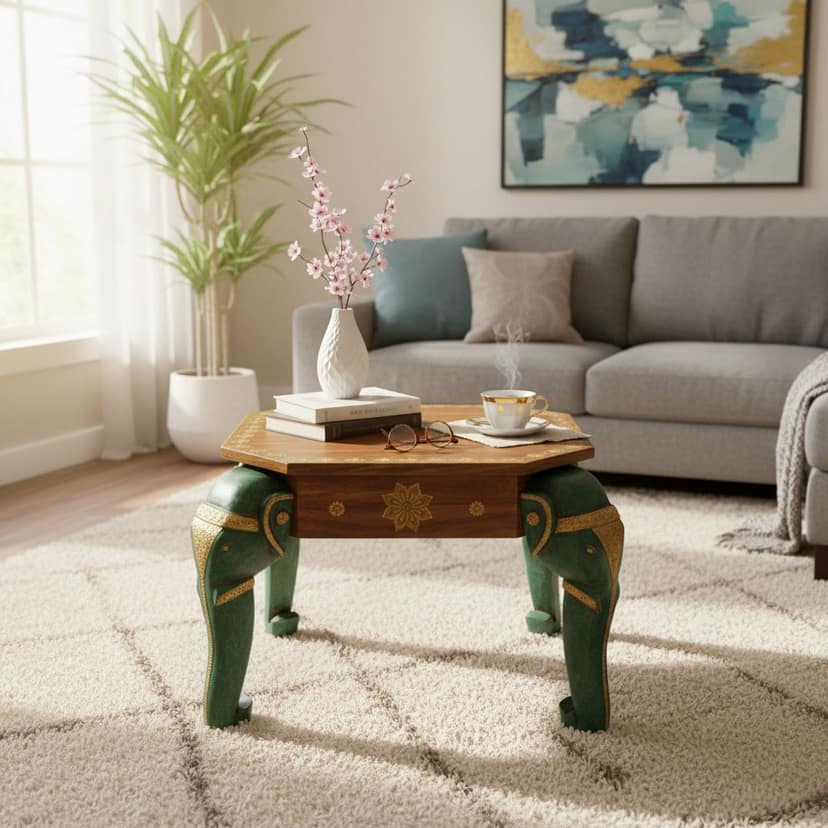 WoodenCentral Coffee Table Elephant Shaped view 2