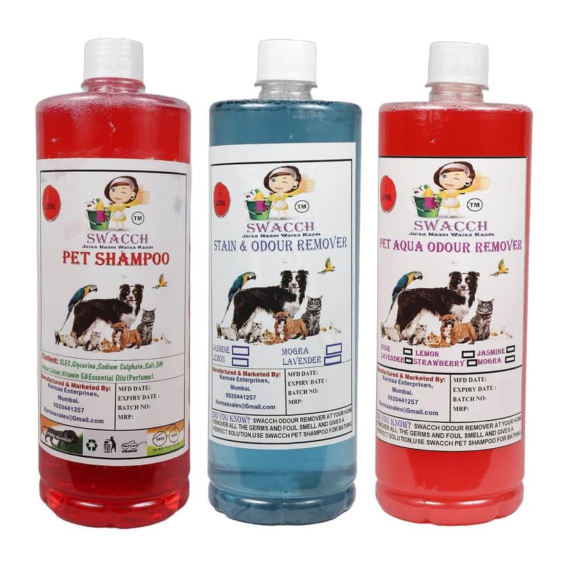 Swacch Shampoo (Strawberry) + Deodorizer (Lavender) + Stain Remover (Rose) 1 Litre Each view 2