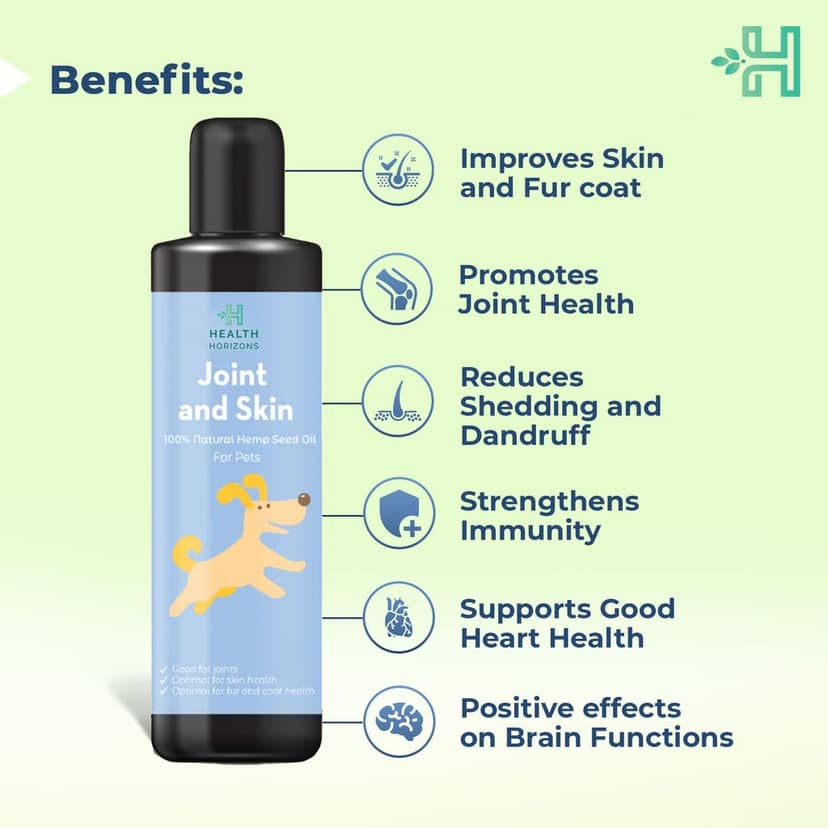 Health Horizons Joint & Skin Oil | Natural Hemp Seed Oil for Pets | 200ml view 2