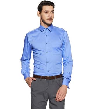 Makhanchor Cotton Slim Fit Full Sleeves Men's Formal Shirt - Blue ( Pack of 1 )