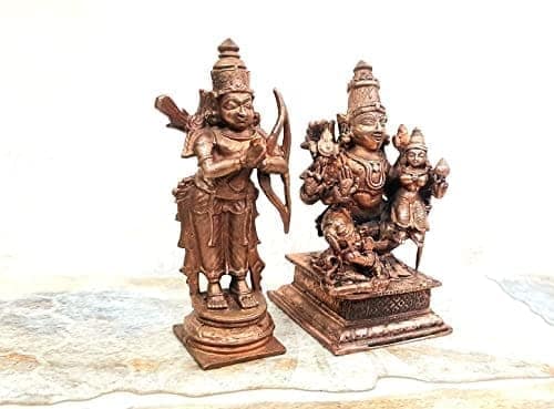 Searchers Paradise - Copper Idols Ram Darbar 3.5 inches, Copper Handmade 575 Grams, Patina Antique Finish, Pack of 1 Piece view 2