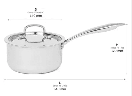 WEKTU Sauce Pan 14 cm Diameter With Lid 1.1 L capacity (Triply, Non-stick, Induction Bottom) view 2