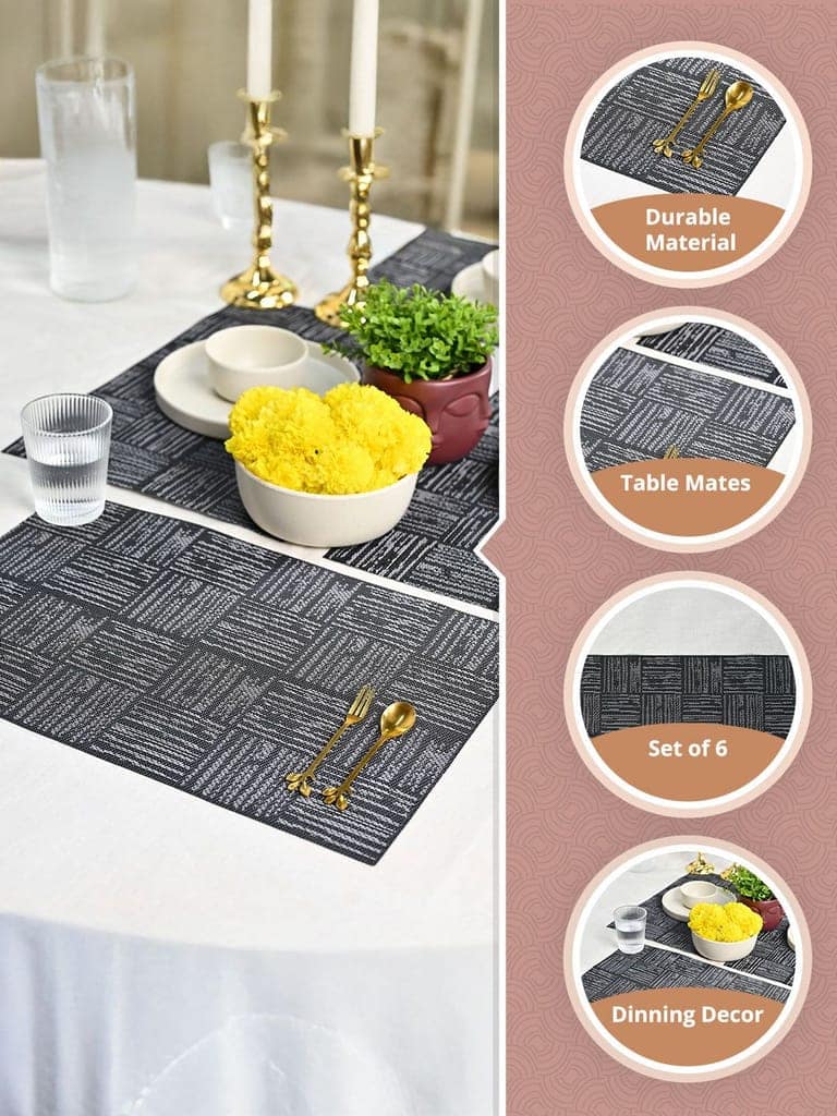 Modern Geometric Pattern Dark Grey Table Placemat view 2