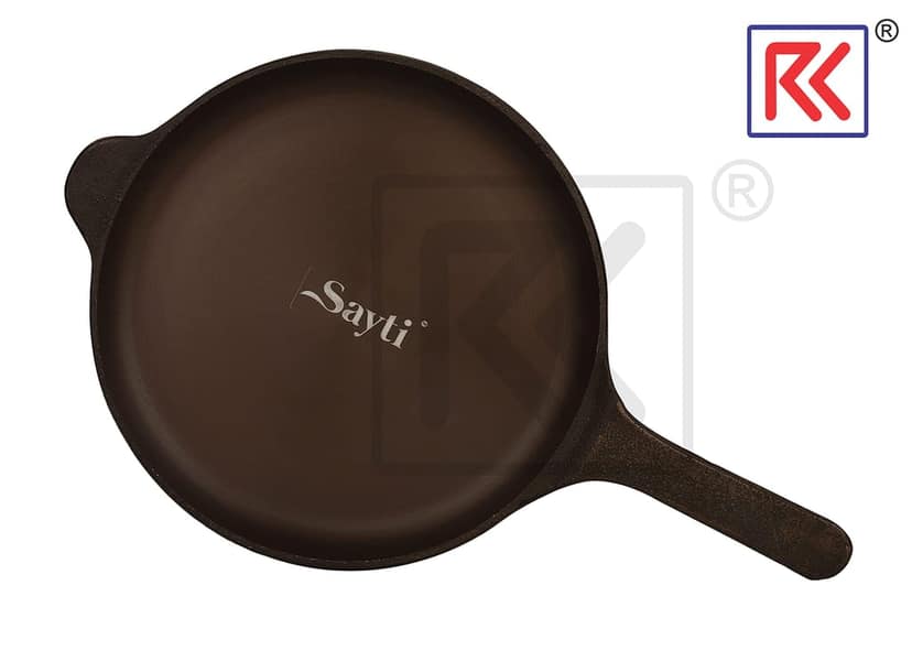 RK Cast Iron Frying Pan| Naturally Nonstick | Pre-Seasoned with 100% Vegetable Oil | Toxin-Free | Perfect Crisping | Stylish Handle | Bring Back Nostalgic Taste in Cooking (26cm) view 2