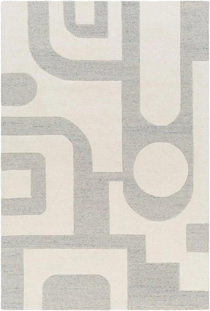 Hand Tufted Brook Beige Geometric Wool Rug view 2