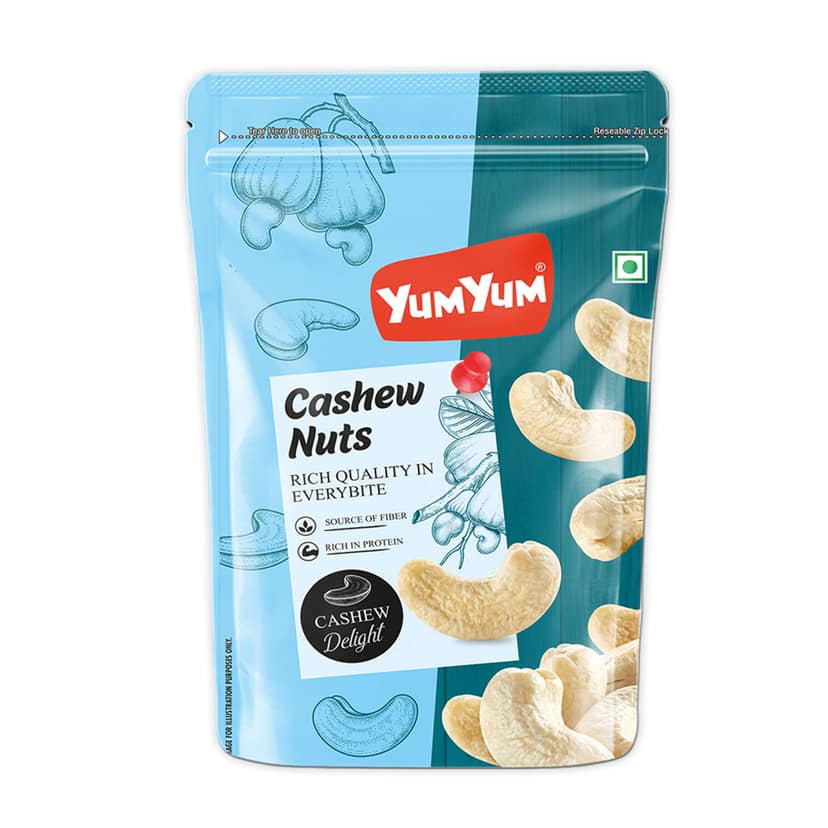 YUM YUM Whole Cashew Nuts Kaju Dry Fruits Healthy Snack - 500g