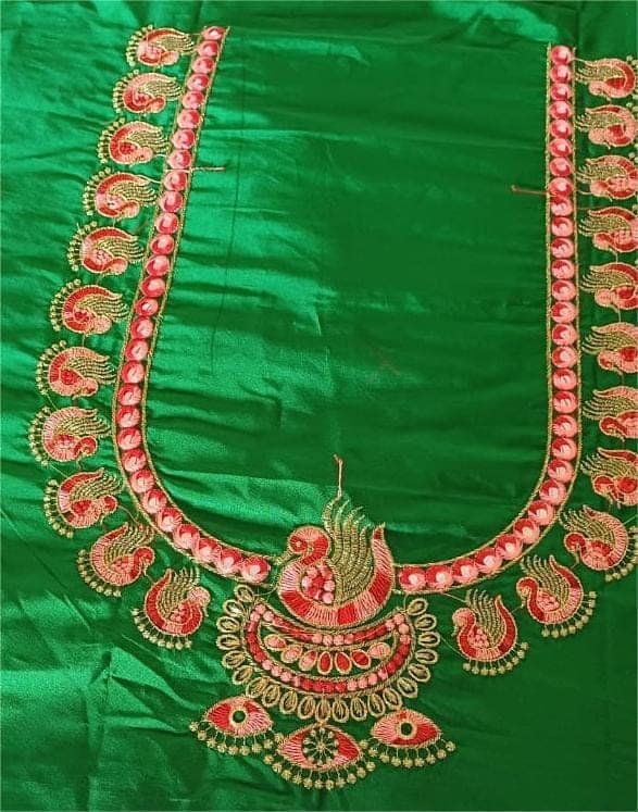 Green blouse with intricate embroidery view 2