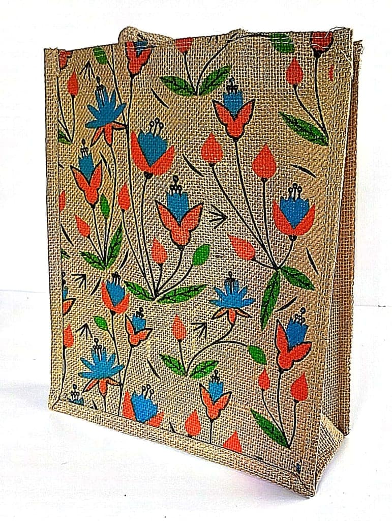 Floral Jute Tote Bag - Eco-Friendly & Stylish view 2