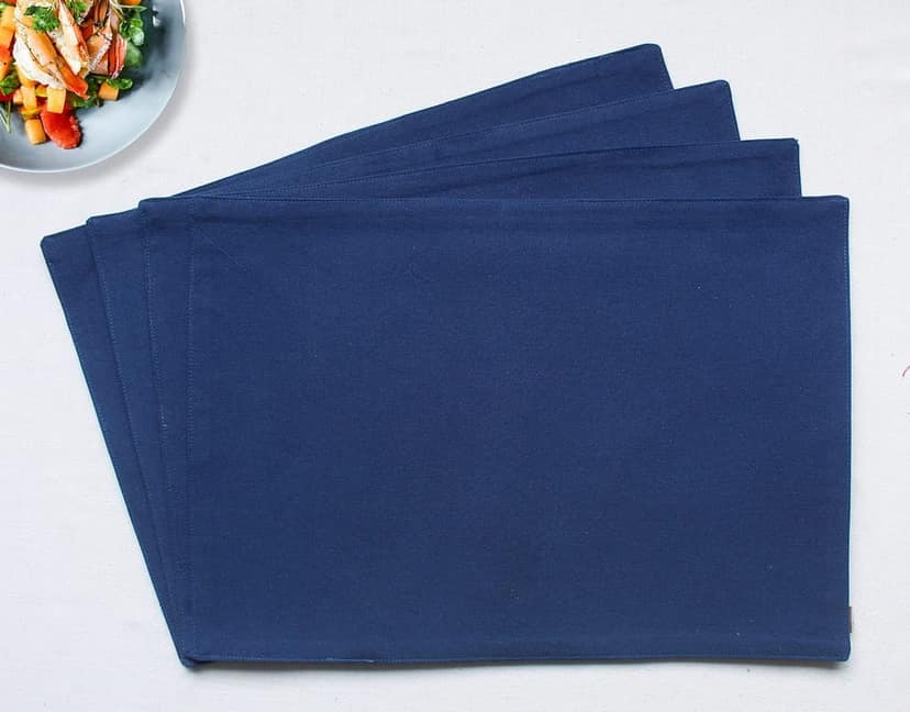 Airwill, Cotton Plain Pattern Dining Table Placemats, 33x48cms (Blue) - Pack of 4 pcs view 2