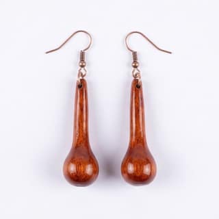 Handcrafted Natural Wooden Teardrop Earrings (Set of 2).