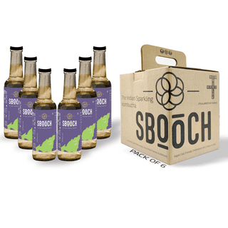 SBOOCH - Indian Sparkling Kombucha Tea | Naga Pepper Flavor, All Natural | Gut Friendly | Antioxidant | Zero Preservatives | NO Artificial Flavors or Additives | Fermented Beverage Tea | 275ml (Pack of 6)