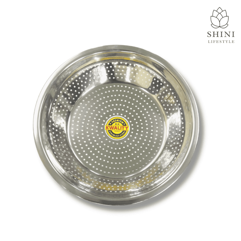 SHINI LIFESTYLE Stainless Steel Colander for Washing Rice Fruits Vegetable Strainer, Steel Channi 29cm
