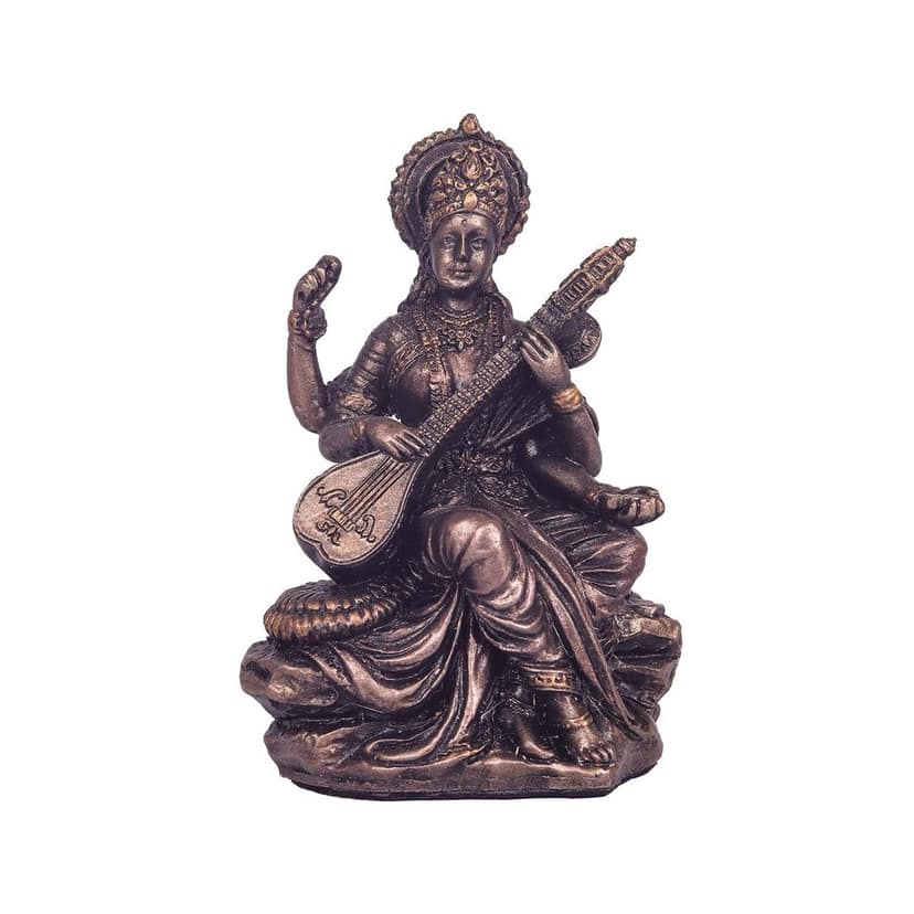 Craftlayout Polyresin Saraswati Ji Murti with Bronze Finish 5.75 Inch view 2