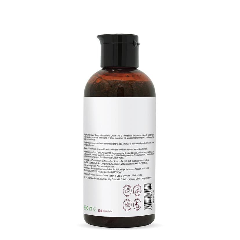 Ningen Onion Hair Shampoo I Contains Soya and Thyme I Dermatologically Tested, Paraben Free I Helps Reduce Hair Fall & Dandruff, Promotes Hair Growth I 200g view 2