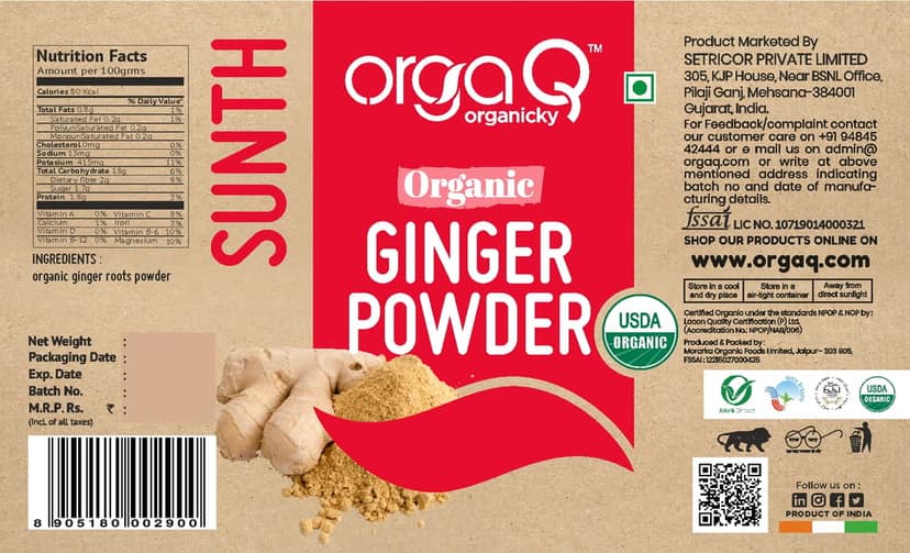 Adrak Powder, Organic Dry Ginger Powder for Baking, Cooking, and Tea view 2
