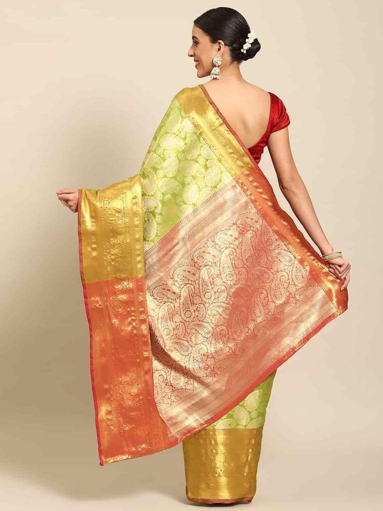 Women's Brocade Soft Silk Zari Woven Saree With Unstiched Blouse Piece view 2