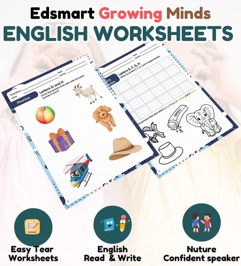Edsmart Nursery Pre-KG Worksheets Combo Pack, Literacy & Phonics, Numeracy, EVS, Age 5+ Years, CBSE Curriculum, 120 Pages [Perfect Paperback] [Mar 31, 2025] Edsmart Edu Services Pvt Ltd view 2