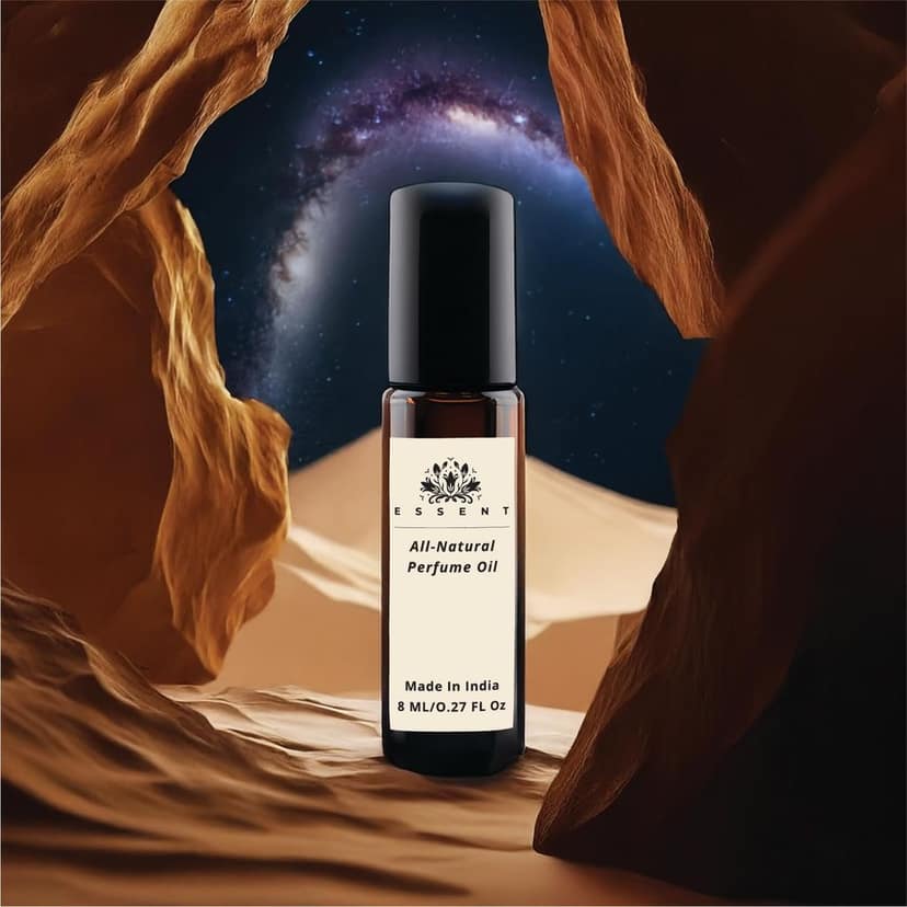 Essent Black Stone Roll-On Attar 0.27 fl. oz. (8 ml) | Long-Lasting Natural Fragrance | Alcohol-Free Perfume Oil