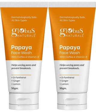 Globus Naturals Papaya Face Wash,Tan Removal,For All Skin Type,50Gm (Pack of 2)