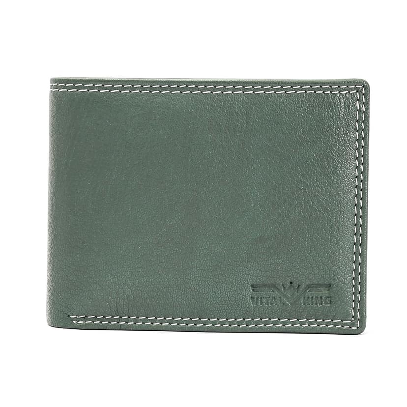 Vital King Men Trendy, Formal Green Genuine Leather RFID Wallet (12 Card Slots)