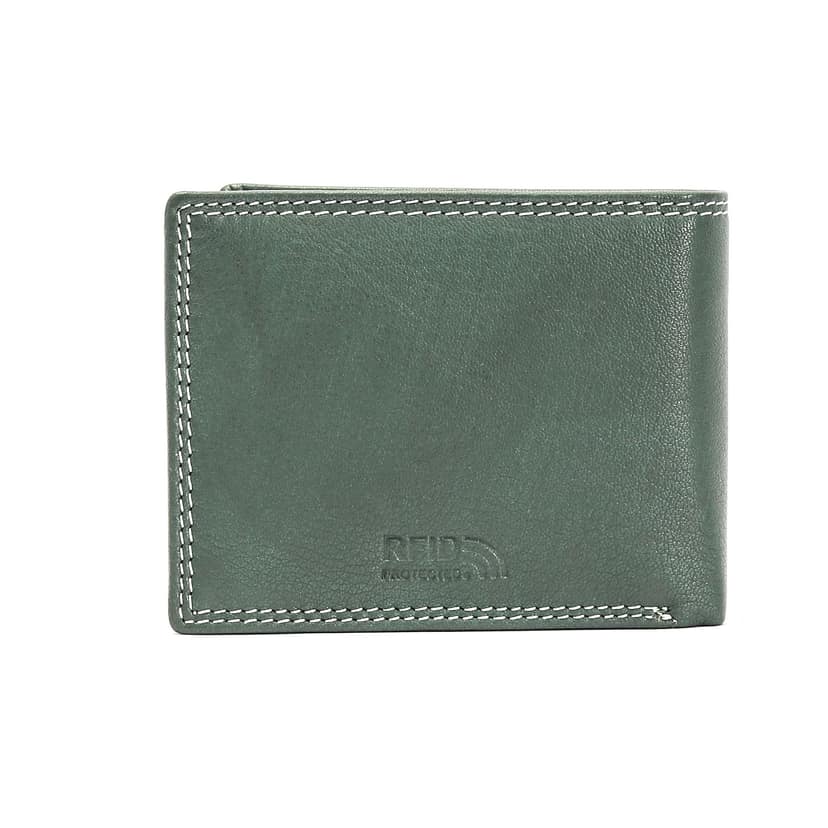Vital King Men Trendy, Formal Green Genuine Leather RFID Wallet (12 Card Slots) view 2
