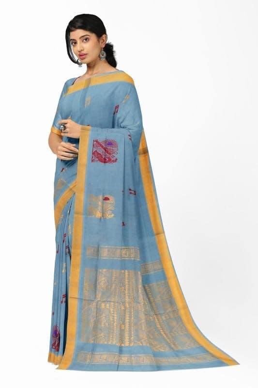 APCO Handloom - Women's Rahajmundry Pure Cotton Grey Handloom Saree (Angara Handloom Saree) 81 view 2