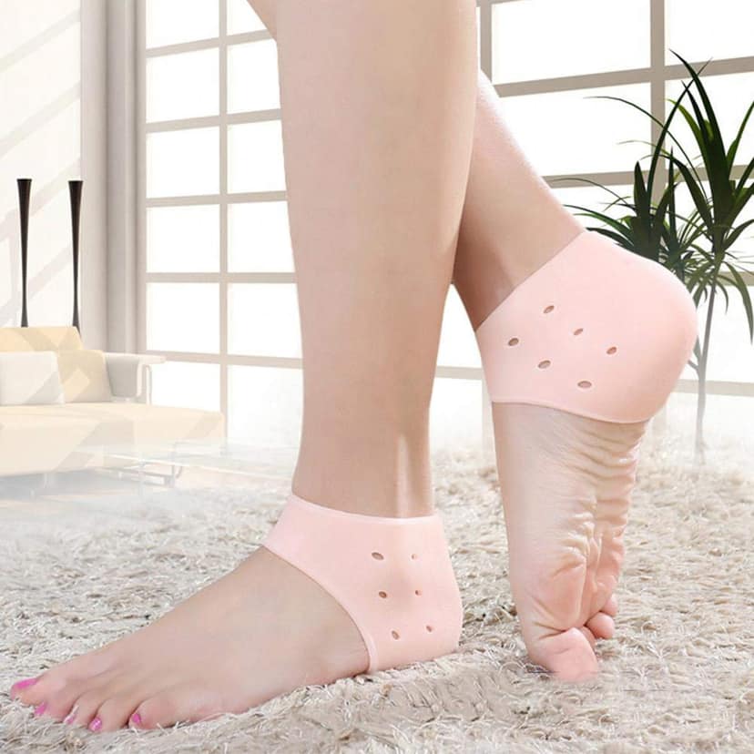 EZYFIT Silicone Gel Heel Pad Socks for Pain Relief for Men and Women (Beige, Free Size) - 1 Pair view 2