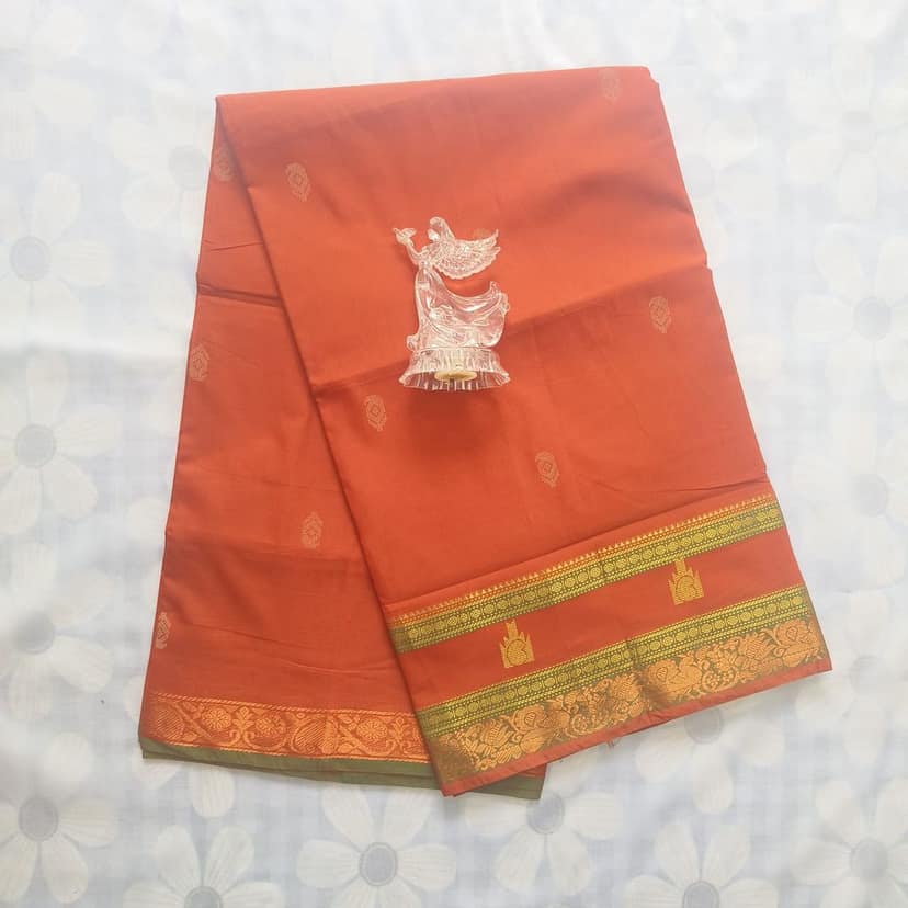 Cotton Saree without Blouse -Mango Design view 2