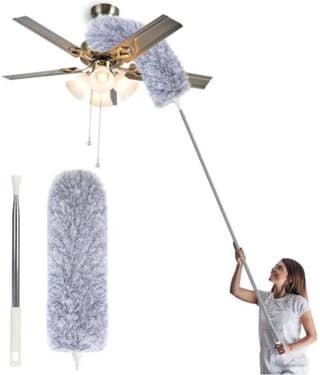 QitmirMKT Ceiling Fan Duster Cleaner with Microfiber Microfibre With Brush Dust Pan