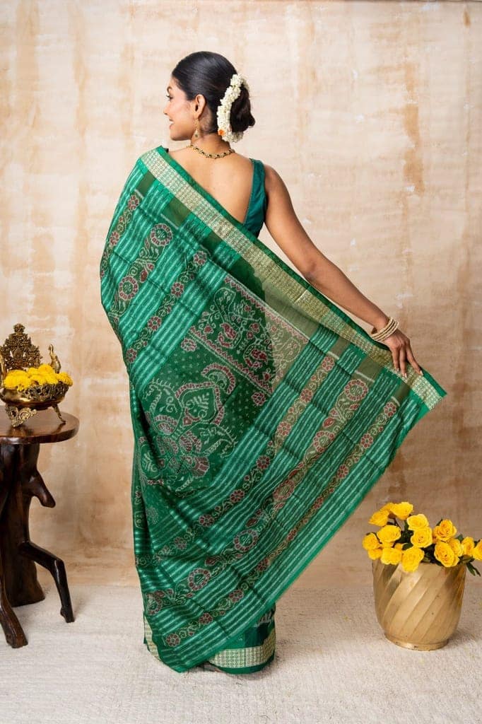 The Grand Green & Silver Silk Saree view 2