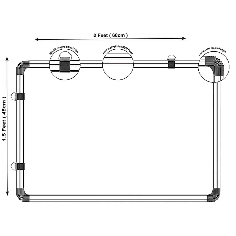 VIPRAX (1.5x2ft) Double Sided Board: Whiteboard & Chalkboard, Desktop or Wall Mounted Board for Study Room view 2