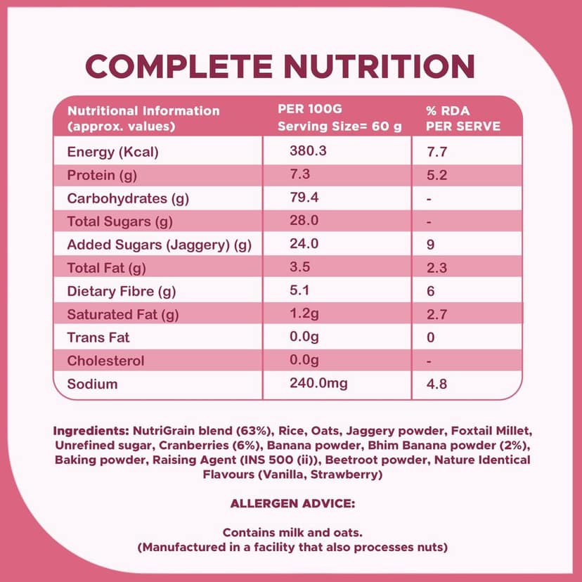 Pro To Grow Fitbhim Strawberry Pancake Mix 250g | Enriched with Bhim Banana Gluten Free Mix with High Protein & Fiber | No Refined Sugar | Healthy Breakfast Mix for Kids & Adults view 2