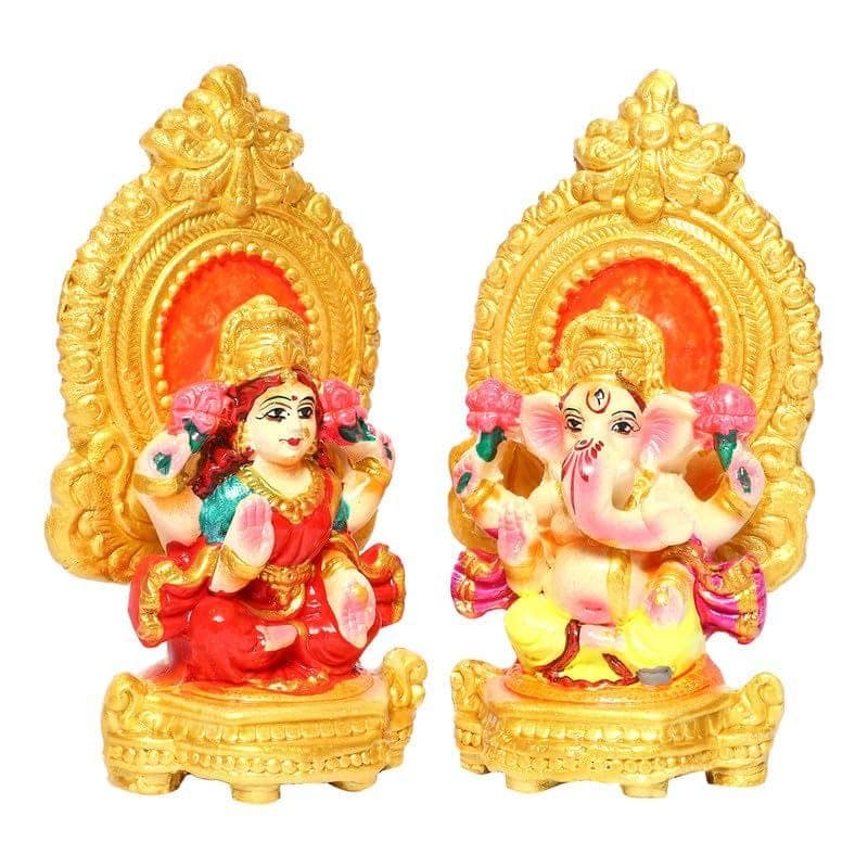 KSI Clay Laxmi Ganesha Idols Statue for Puja/Mandir/Home Temple/Spirituality/Positivity view 2