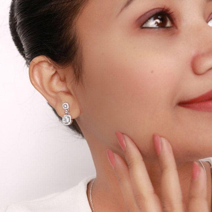 Silver White Royalty Earrings view 2