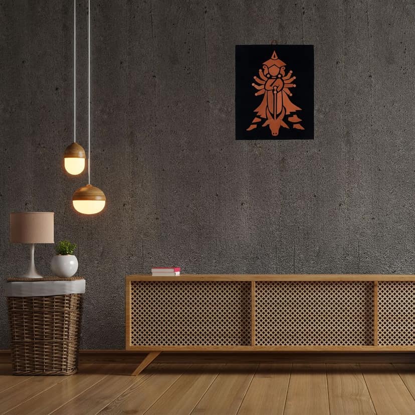 SOWPEACE Handcrafted Terracotta wallart durga “All hail Durga Maa! ” wall showpiece, premium artisan made wall home decor for living room, for gift view 2