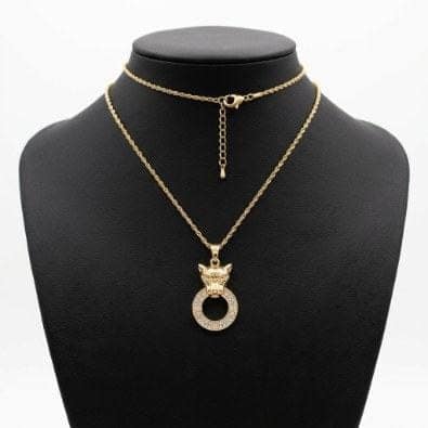 Tiger Head Circle Pendant Necklace | Gold-Tone Anti-Tarnish Imitation Jewellery