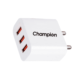 Champion 15W 3A Multiport USB Wall Charger | Fast Charging Adapter for All Mobile Phones (White)