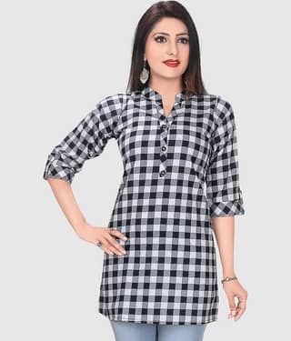 Meher Impex Women Checks Cotton Blend Shirt ( Green )