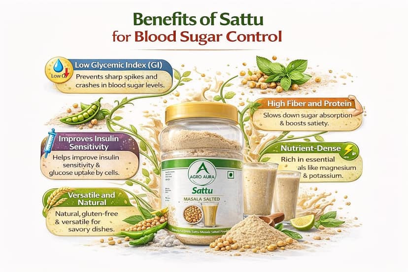 AGRO AURA Masala Sattu Salted Powder Ready to Drink Premix Rich in Protein Aids Digestion Low Glycemic Index Pack of 4 view 2