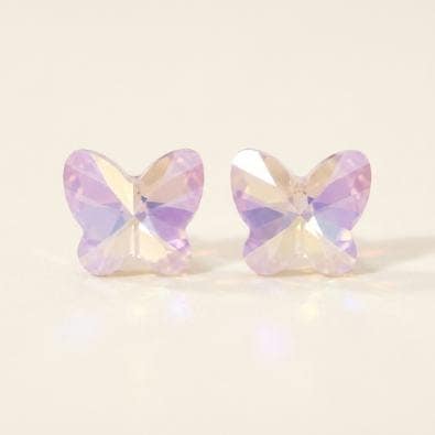 Mint Shimmer Butterfly Crystal Studs - Lilac Pink AB | Gold-Tone Anti-Tarnish Imitation Jewellery