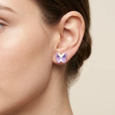 Mint Shimmer Butterfly Crystal Studs - Lilac Pink AB | Gold-Tone Anti-Tarnish Imitation Jewellery view 2