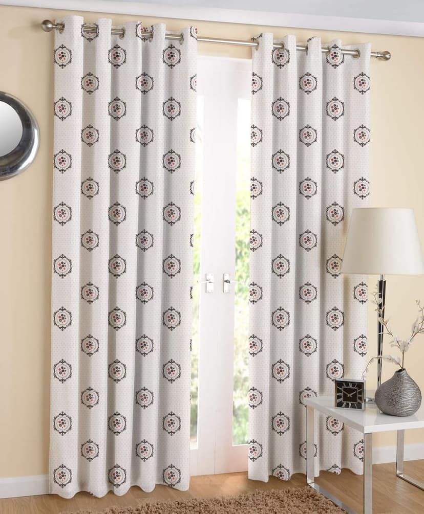 AIRWILL, 100% Cotton Eyelet Door Curtains Sized 4ft in Width and 7ft in Length, Multicolor Pack of 2 Pieces