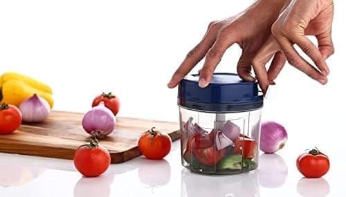 NEWWAY Vegetable Square Quick Handy Dori Chopper with 6 Stainless Steel Blade and Whisker Multipurpose, Dry Fruit and Onion Speedy Chopper Machine for Kitchen (1100ml Blue) view 2