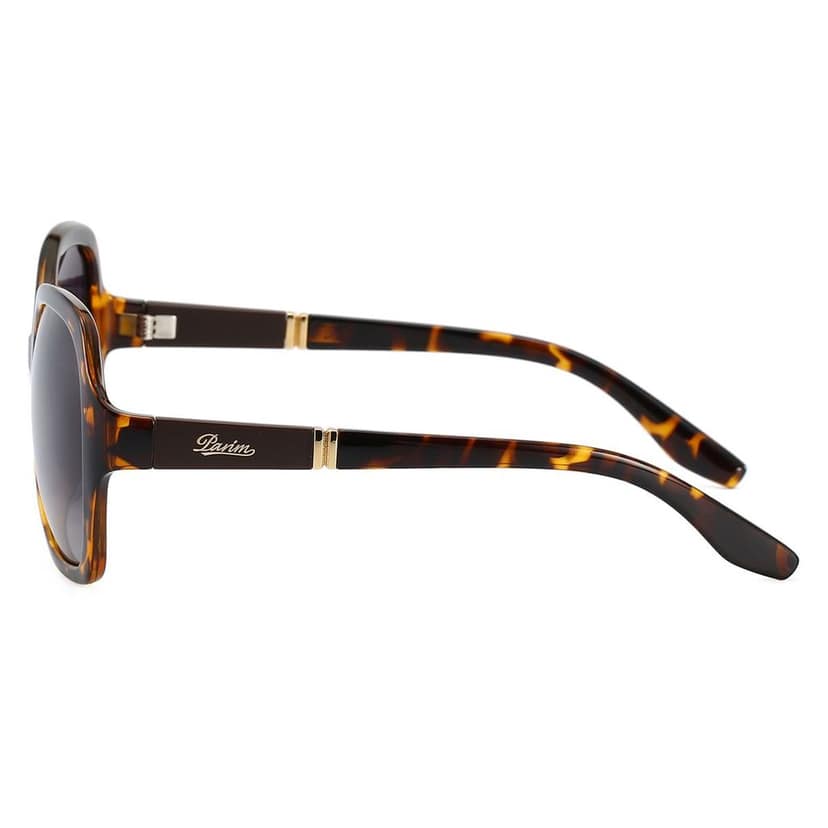 PARIM Polarized Women's Rectangular Sunglasses Brown Frame / Violet Lenses | SKU 11017T1 view 2