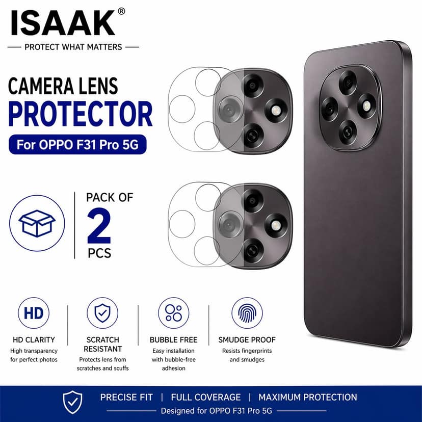 ISAAK Back Camera Lens Protector compatible for OPPO F31 Pro 5G (Pack of 2)